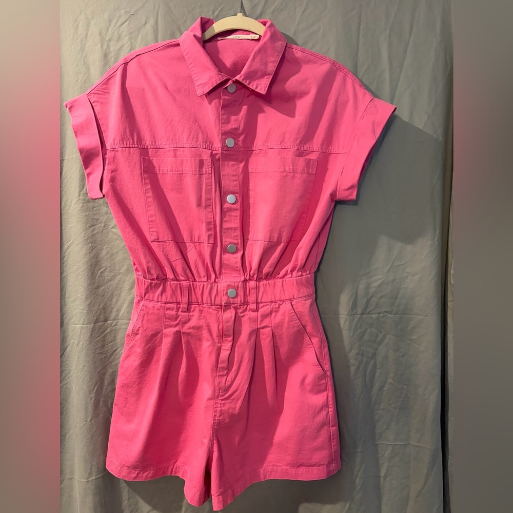 Vibrant Pink Romper With Pockets